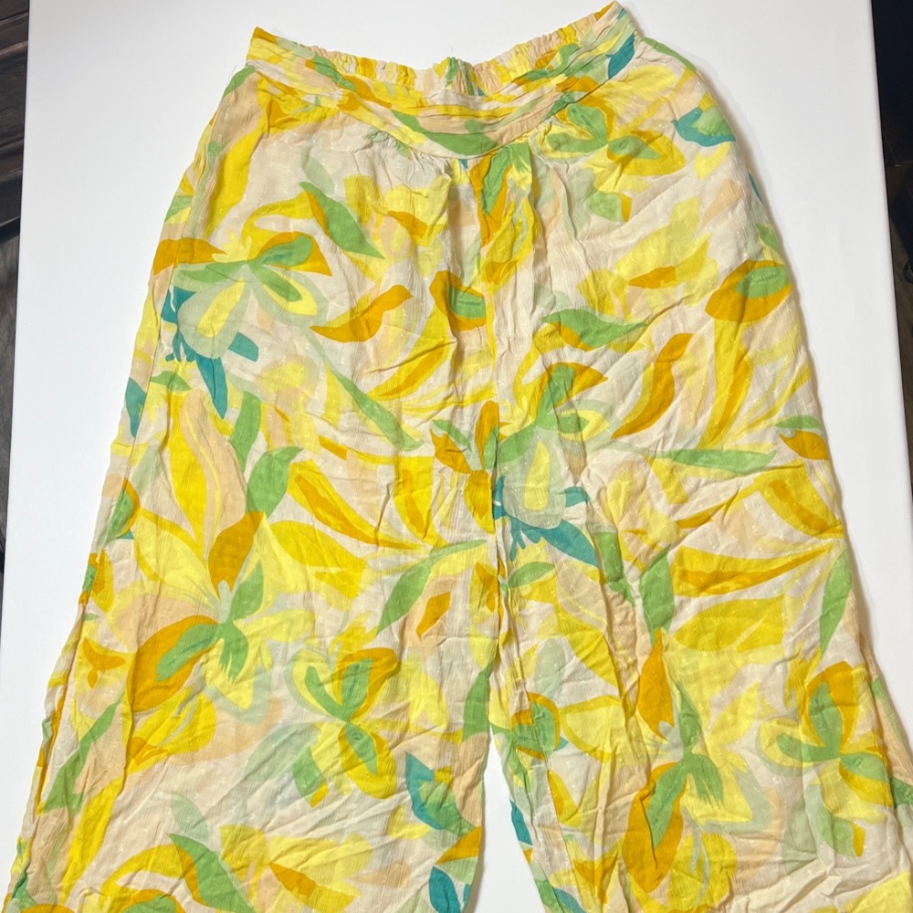 RACHEL Rachel Roy Tropical Print Wide Leg Pants